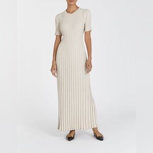 DISSH‎ Beige Long Sleeve Ribbed Dress